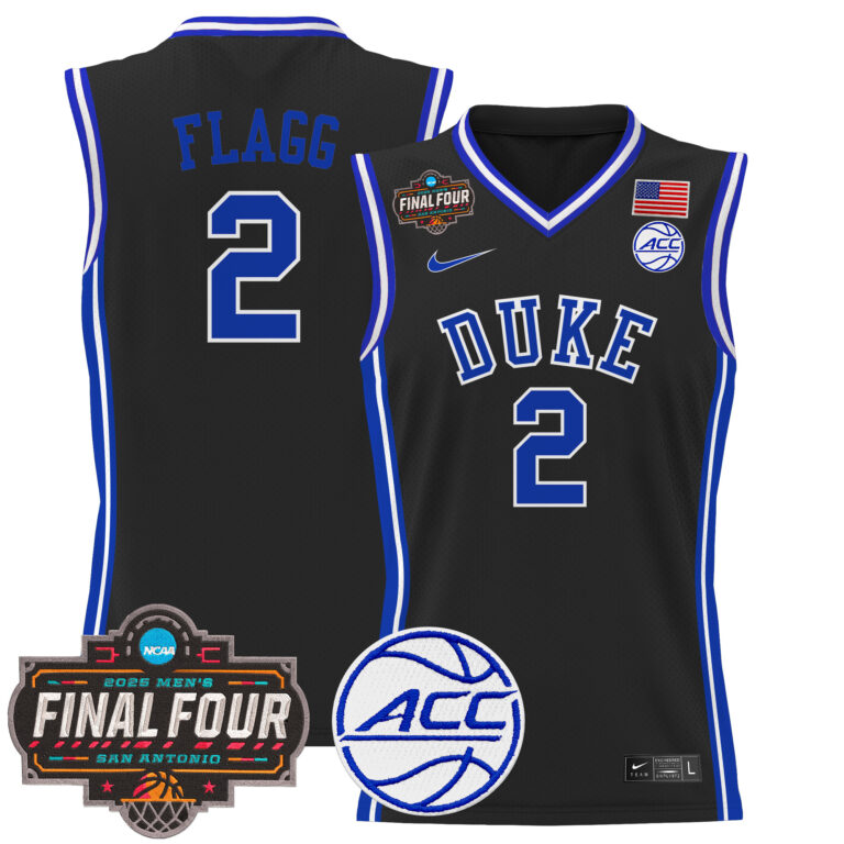 Men Duke Blue Devils 2 Flagg black 2025 Final Four Patch NCAA Jersey